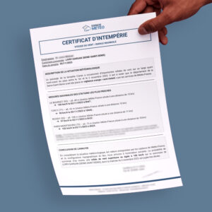 Certificat d'intempérie officiel pour dossier d'assurance sinistre météo